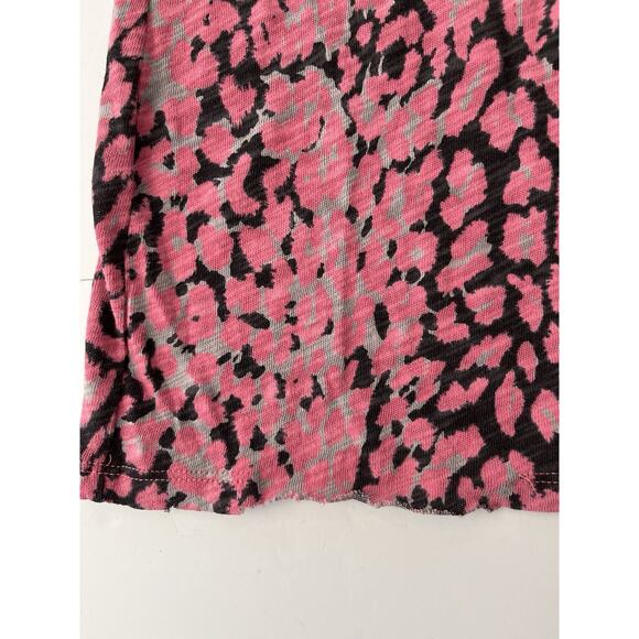 ATM Anthony Thomas Melillo Top Women S/P Pink Black Animal Print Distressed Hem - Picture 12 of 13